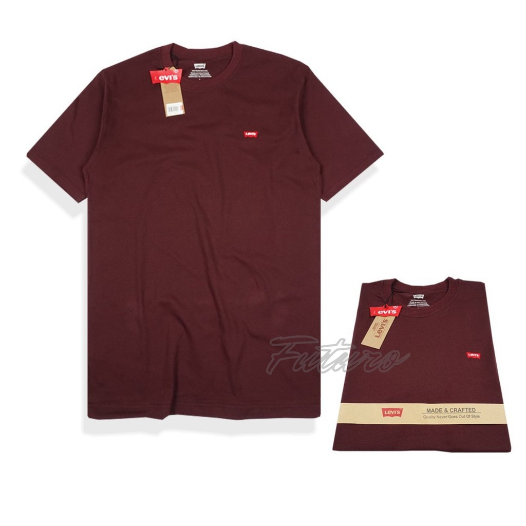 Kaos Polos Levis Burgundy Bordir Original