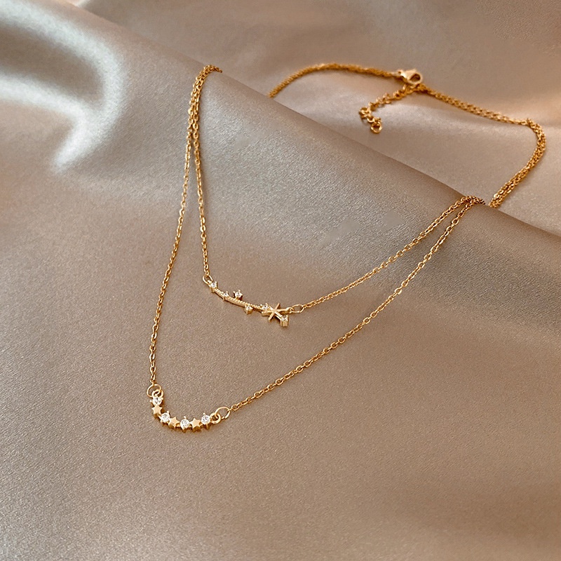 Kalung KL152 (2 Layer) Stainless Steel / Titanium Premium Fashion Wanita Kalung unik Lucu Elegant /Deluna/ BS