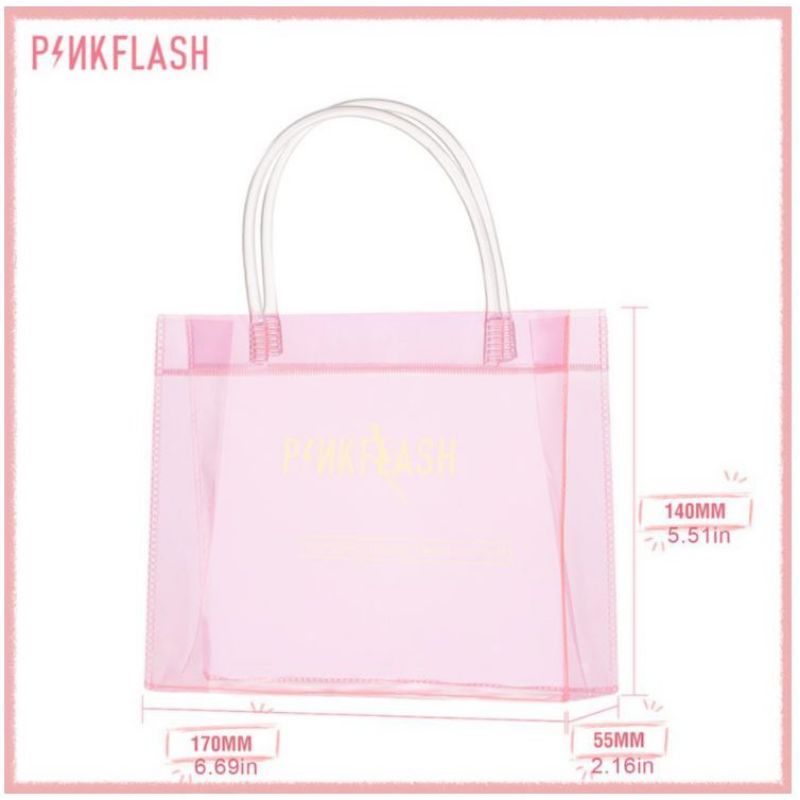 PINKFLASH HANDBAG / TAS KOSMETIK / PVC PINK TRANSPARENT