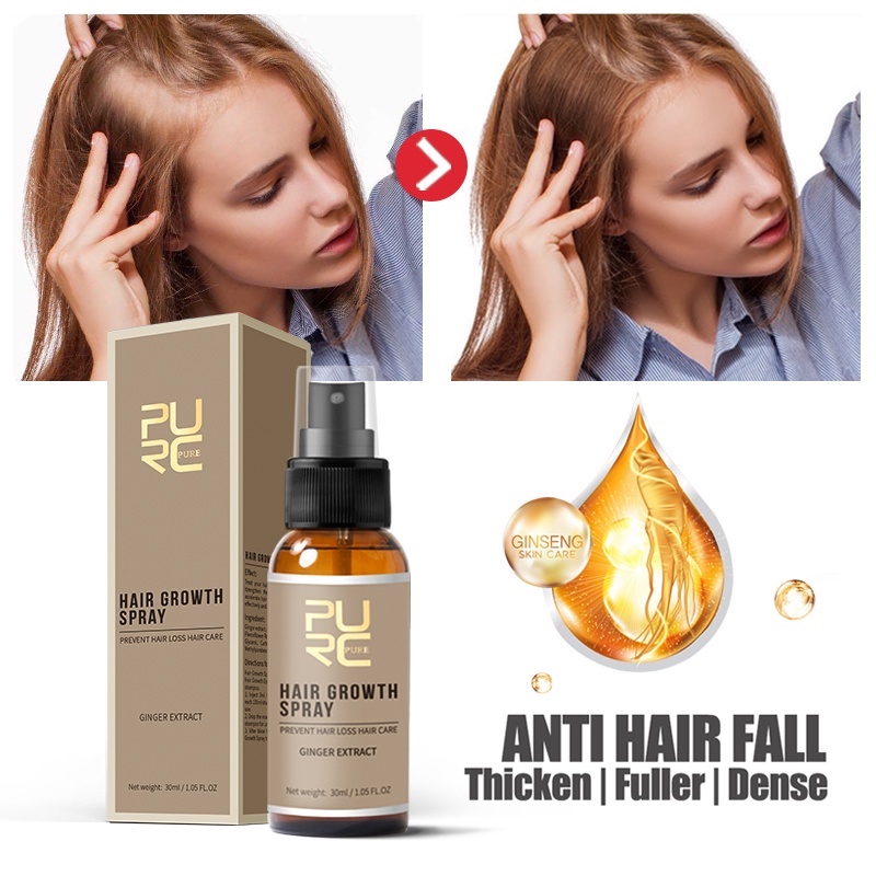 PURC 30ml Serum Semprot Penumbuh Rambut ，Semprotan Penumbuh Rambut Cepat Pria Wanita Pertumbuhan Ram