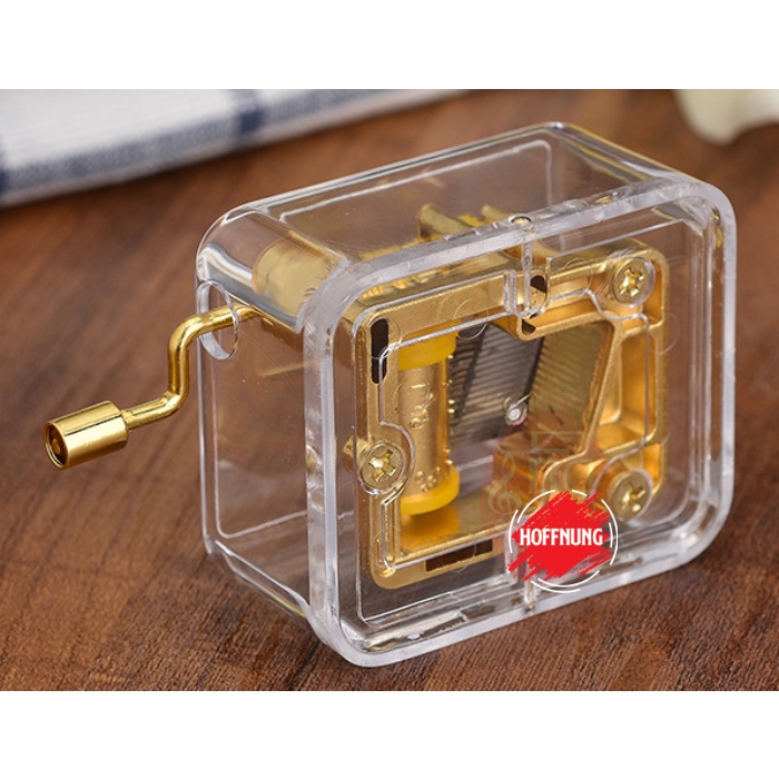 Kotak Musik Putar Manual Mesin Music Box Engkol Hand Crank Hadiah Kado Ultah Unik Lucu Warna Gold Emas