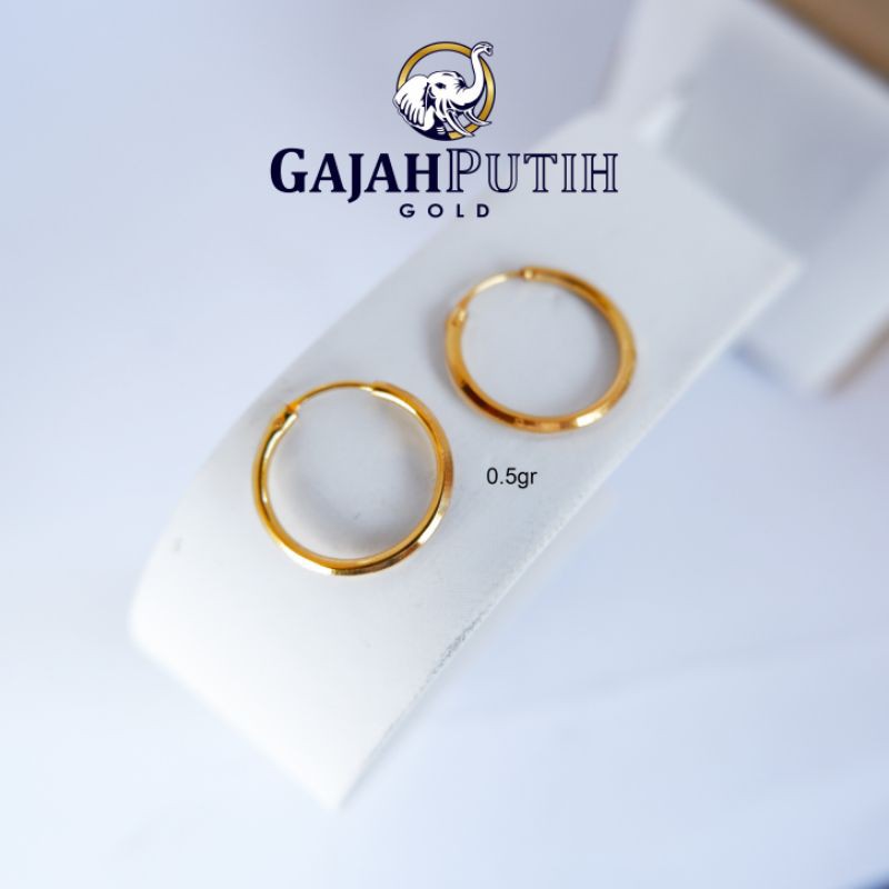 0,5gr Anting Model Gipsy Polos Emas Asli kodeO405