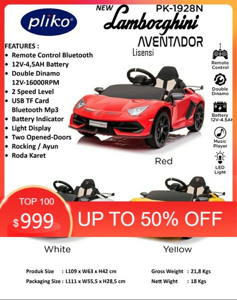 Mobil aki anak Pliko Pk 1928 N lambo aventador