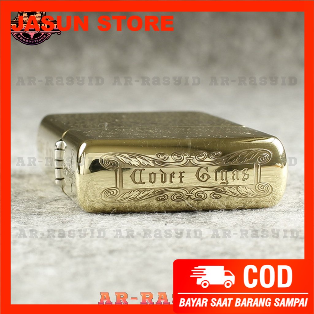 Korek Api Minyak Zippo Gold Ukir Motif Beast 168 3962-15