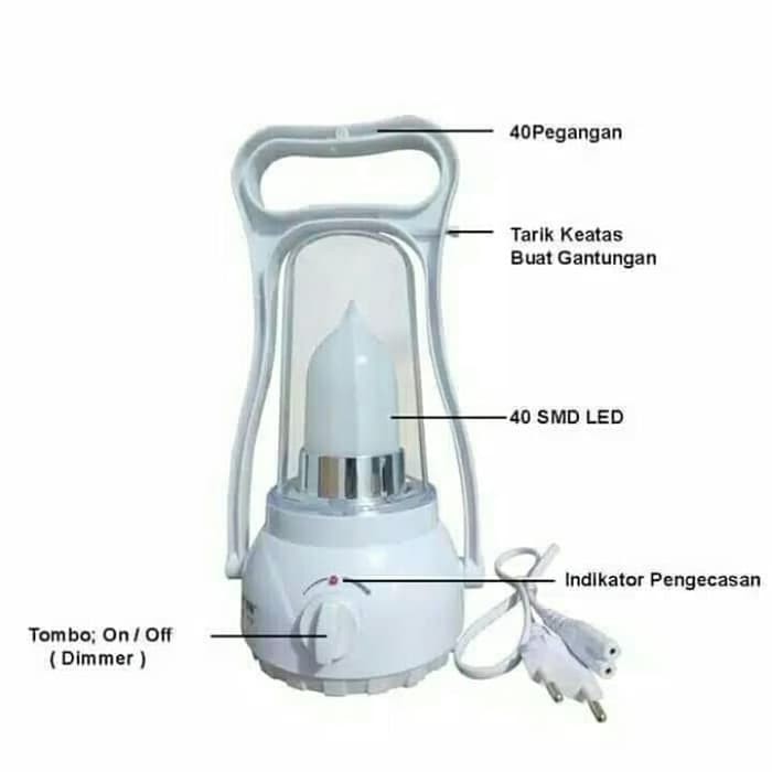 Lampu Cas Emergency Lamp Petromax Rechargeable Surya SHL 3904 Frosted SMD LED Darurat Bisa Baterai