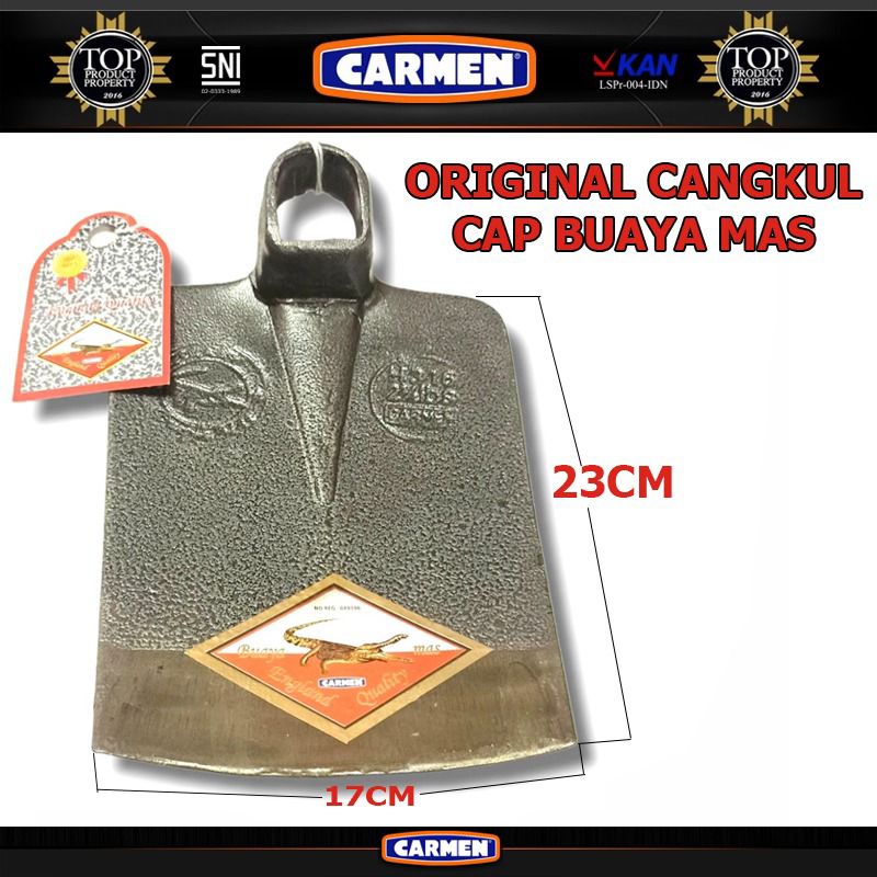 ORIGINAL Cangkul Pacul Buaya Mas Carmen Export Quality / Pacul Sawah Anti Lengket / Cangkul Kebun /bangunan/proyek/ Bahan Material Terbuat Dari Baja Rel Kereta Api