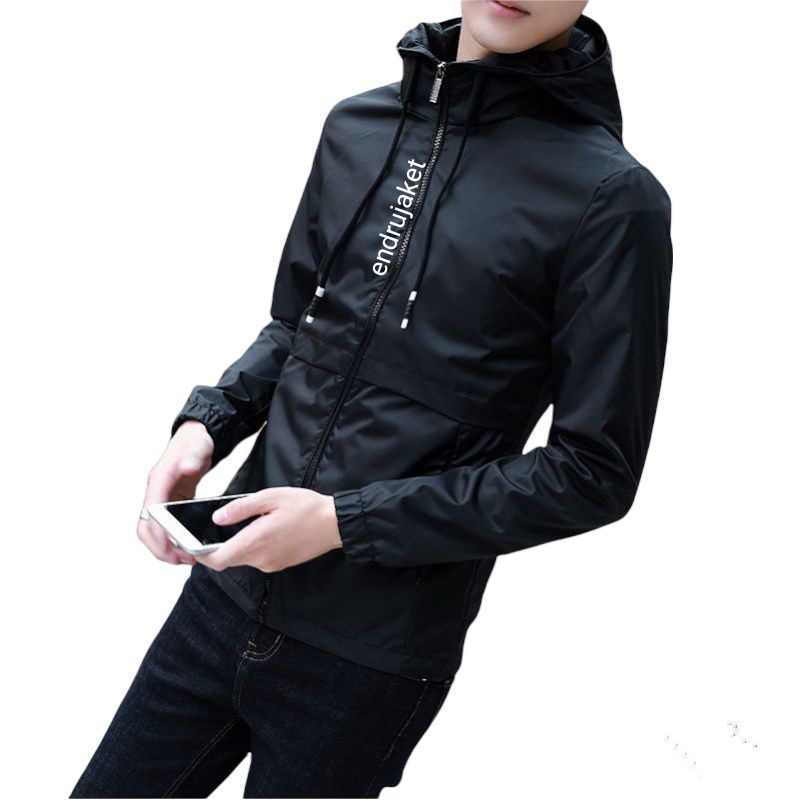 jaket jacket Korean stylish/jaket topi  variasi hitam