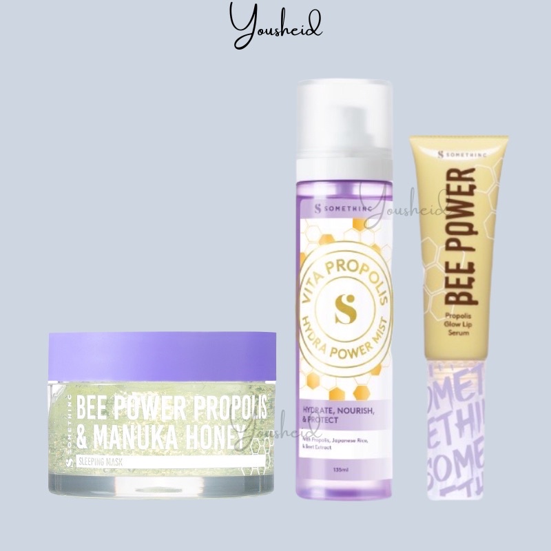 Somethinc Bee Power Propolis Manuka Honey Sleeping Mask - Bee Power Propolis Glow Lip Serum - Vita Propolis Hydra Power Mist