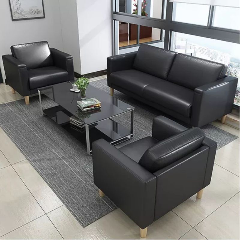 Sofa Kulit Ruang Tamu Hitam Minimalis Elegan Super Cantik Premium Quality
