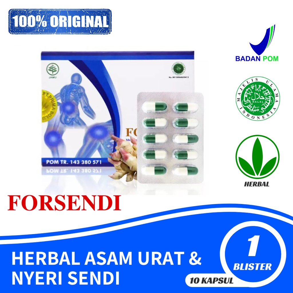 

FORSENDI Obat Herbal Asam Urat Rematik Reumatik Reumatic dan Nyeri Sendi 10 Kapsul