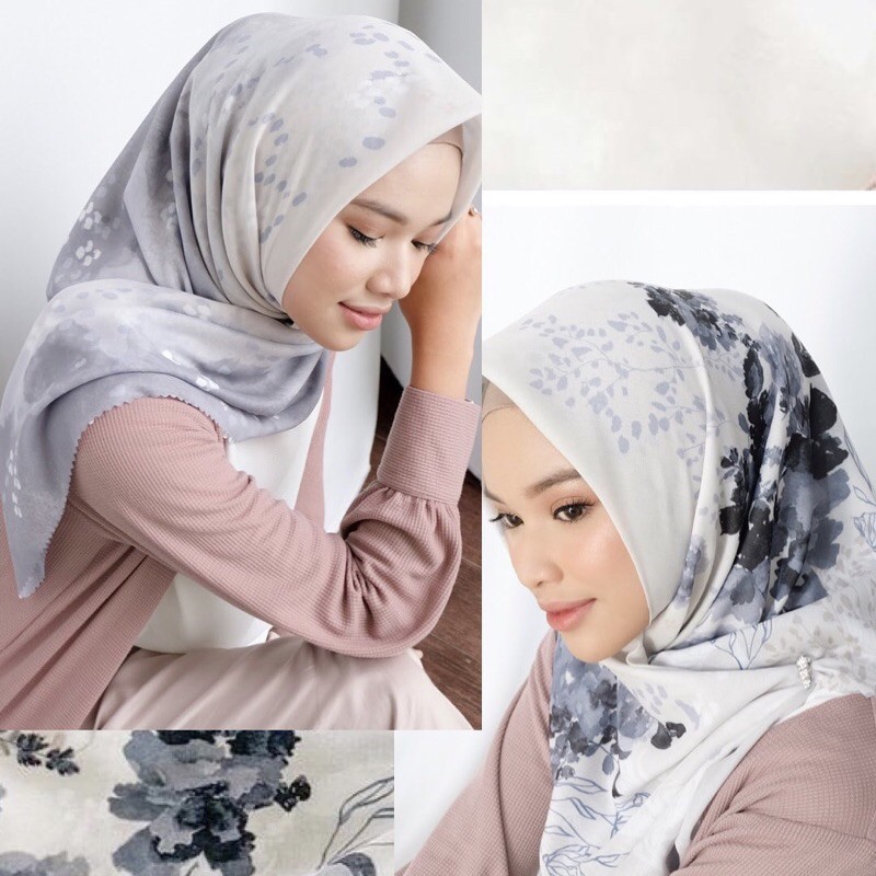 KENANGAN LOVE MONOGRAM SCARF VANILLA HIJAB | PRELOVED | HIJAB SEGIEMPAT