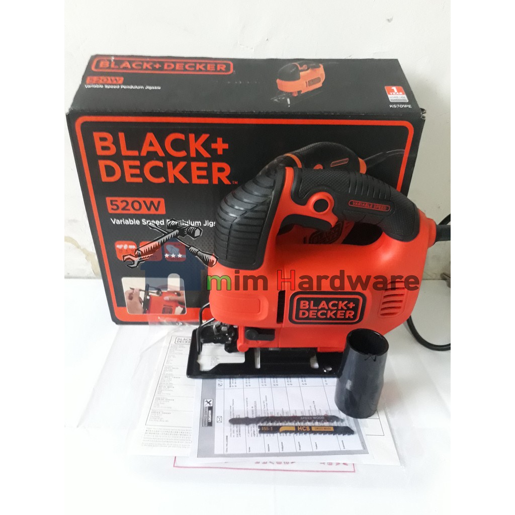 Mesin gergaji Jigsaw keyless variabel speed Black Decker KS701
