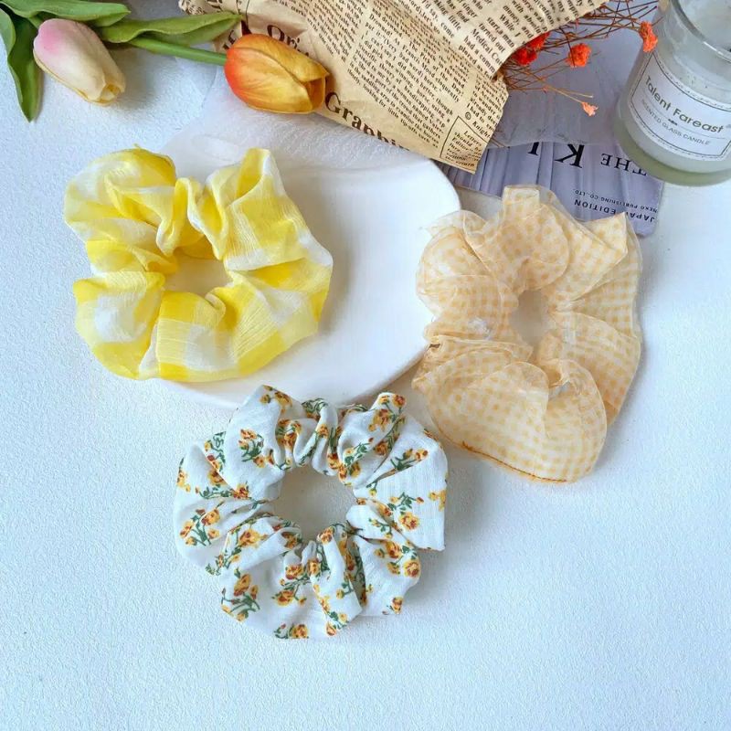 Ikat rambut set 3pcs hair band korea Scrunchies aksesoris rambut