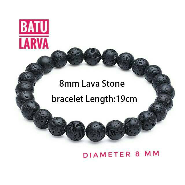 Gelang Batu Lava Stone Diameter 8mm Unisex Bisa Untuk Pria Dan Wanita