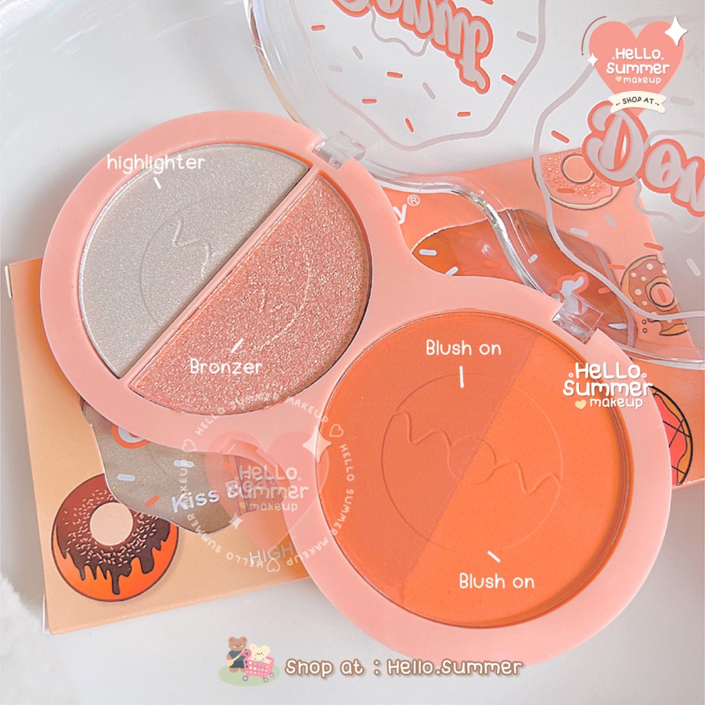 𝐇𝐈𝐆𝐇𝐋𝐈𝐆𝐇𝐓𝐄𝐑 + 𝐁𝐋𝐔𝐒𝐇 - My Donut Duo Highlighter &amp; Blush on High Shine Shimmer Blush Matte