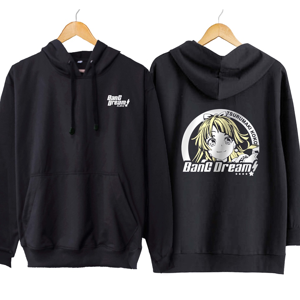 Jaket hoodie jumper japan game KOKORO TSURUMAKI hello happy word - BANG DREAM material cotton fleece