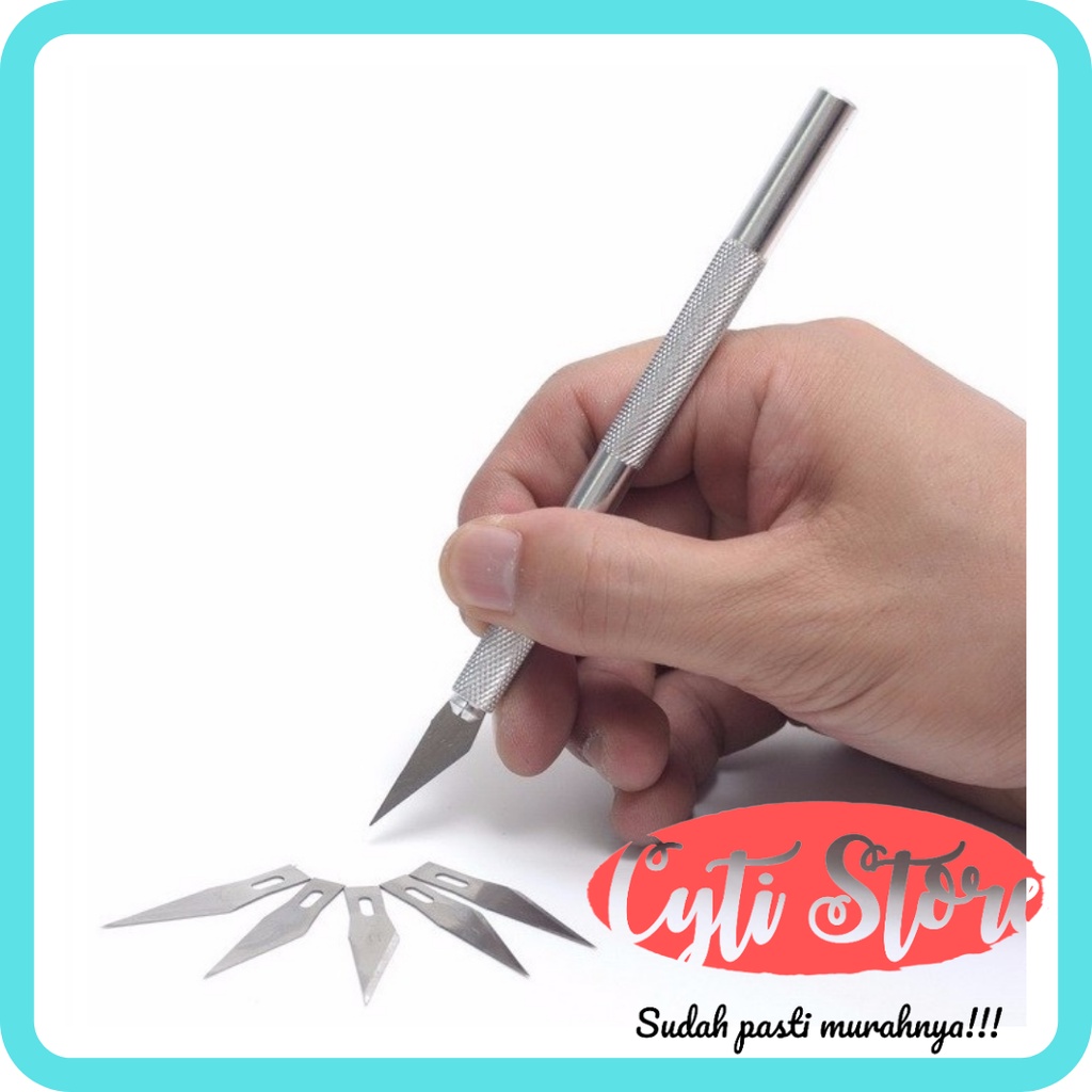 

Pisau Ukir Seni Hobby Crafting Art Knife Metal Handle with 4 PCS Blade