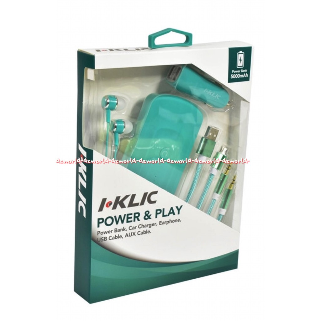 I Klic Power Play 5in1 Power Bank Set Dengan Headset Kabel AUX Tosca