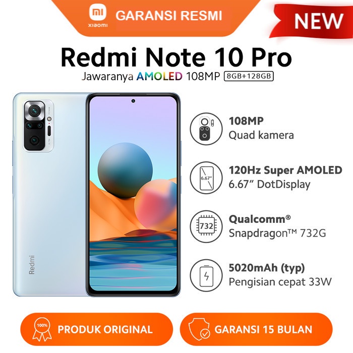 HANDPHONE XIAOMI REDMI NOTE 10 PRO 8/128 / HP XIAO MI NOTE 10PRO 8+128 GARANSI RESMI