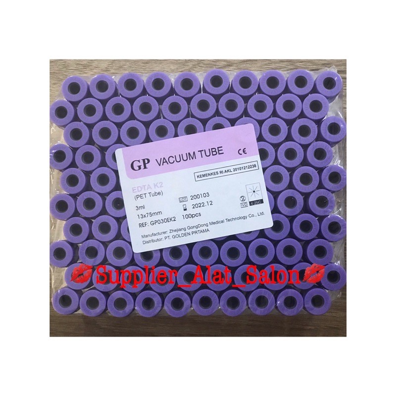 GP Vacuum Vacutainer Tube EDTA K3 PET 16x100 pcs Tabung Darah Edta vacum blood collection