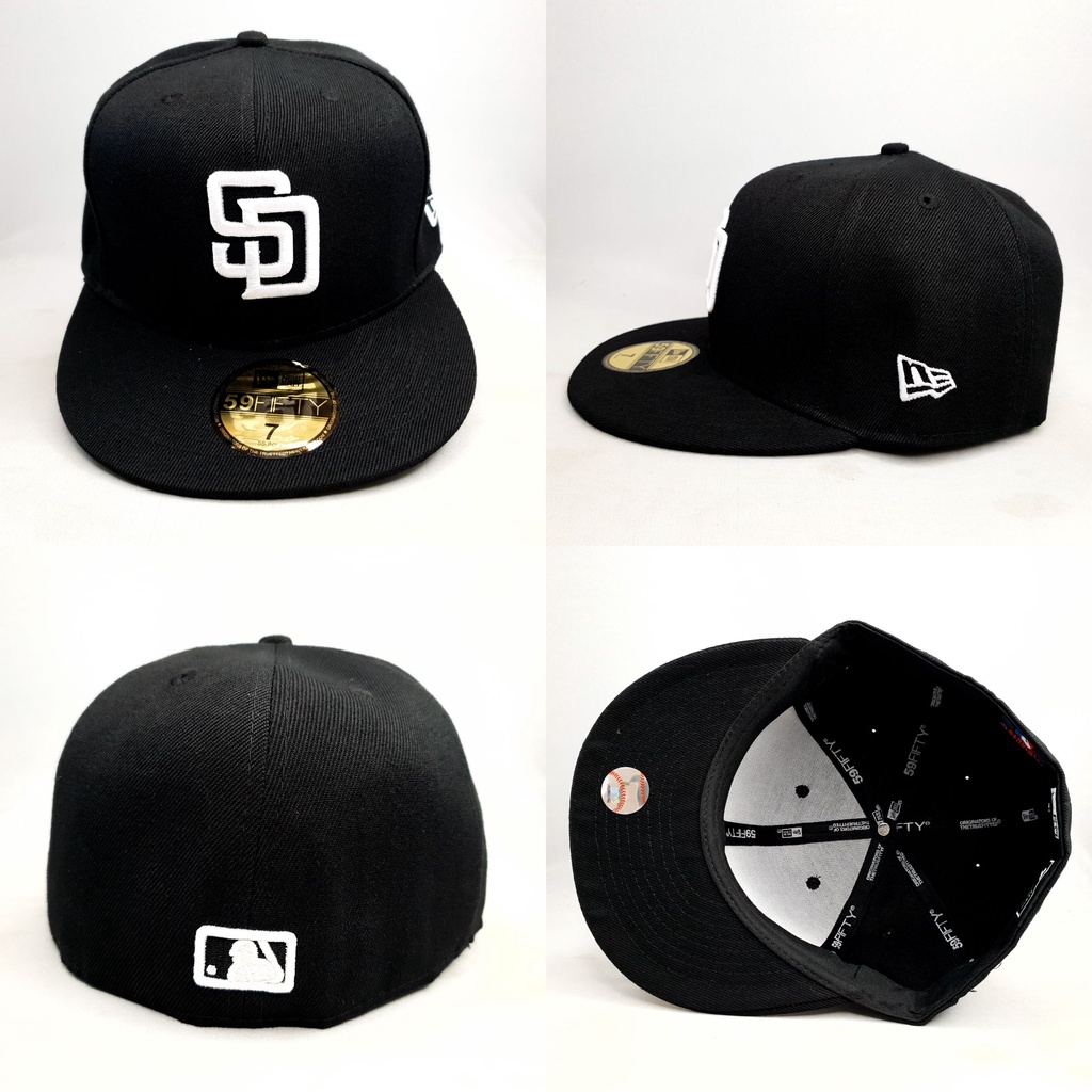 TOPI FITTED MLB SAN DIEGO PADRES HITAM LOGO PUTIH
