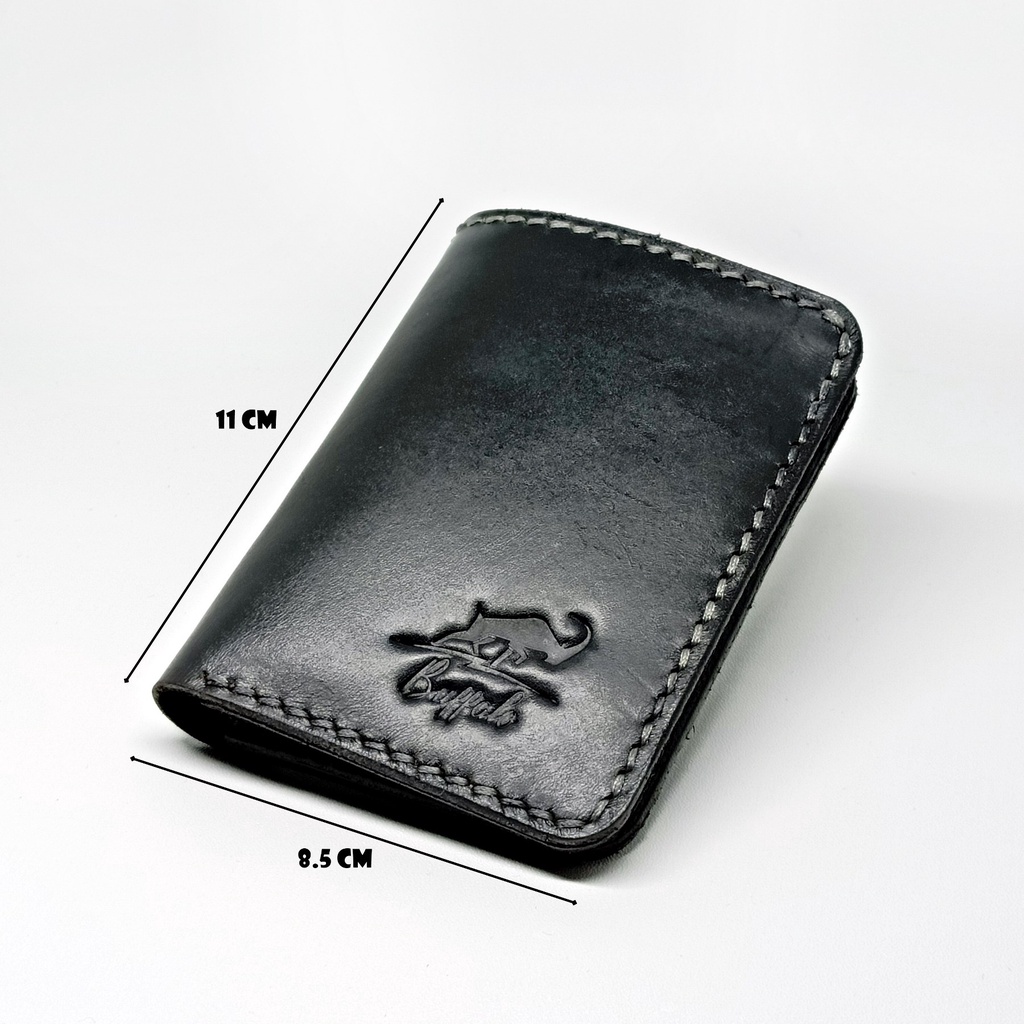 Buffalo Dompet Pria 100% FULL KULIT Asli Model Lipat Berdiri Handmade Classic Vintage Black