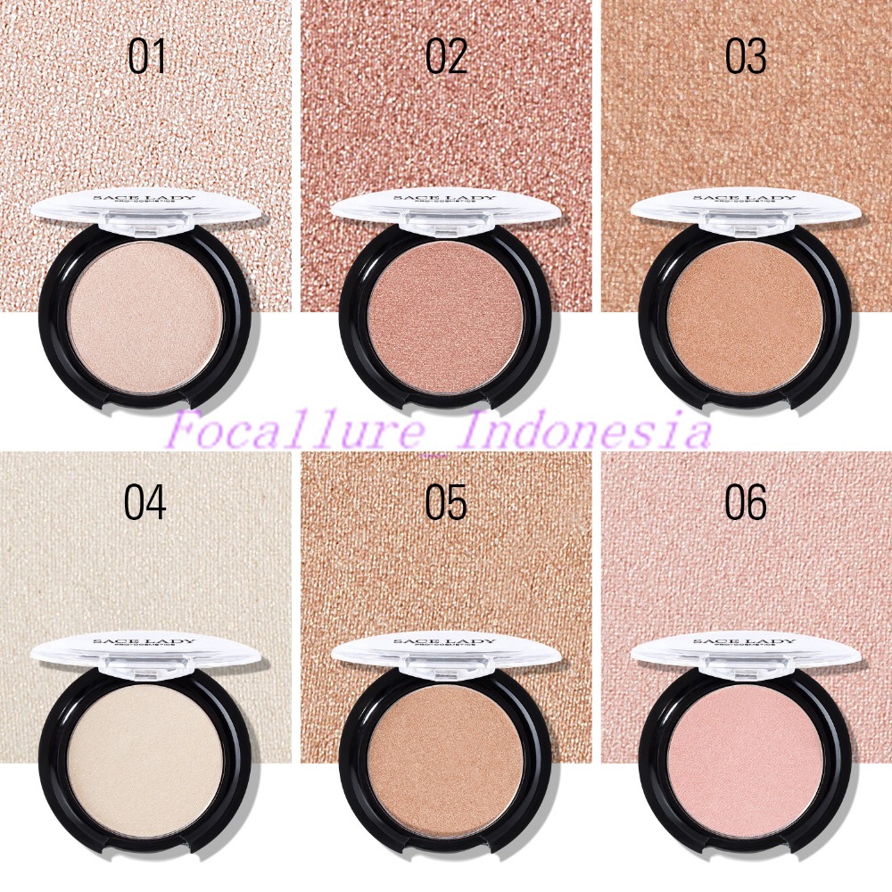 SACE LADY Pearlescent Monochrome Blush Rouge Highlight Bronzing Powder Face Contour  ready 6 warna