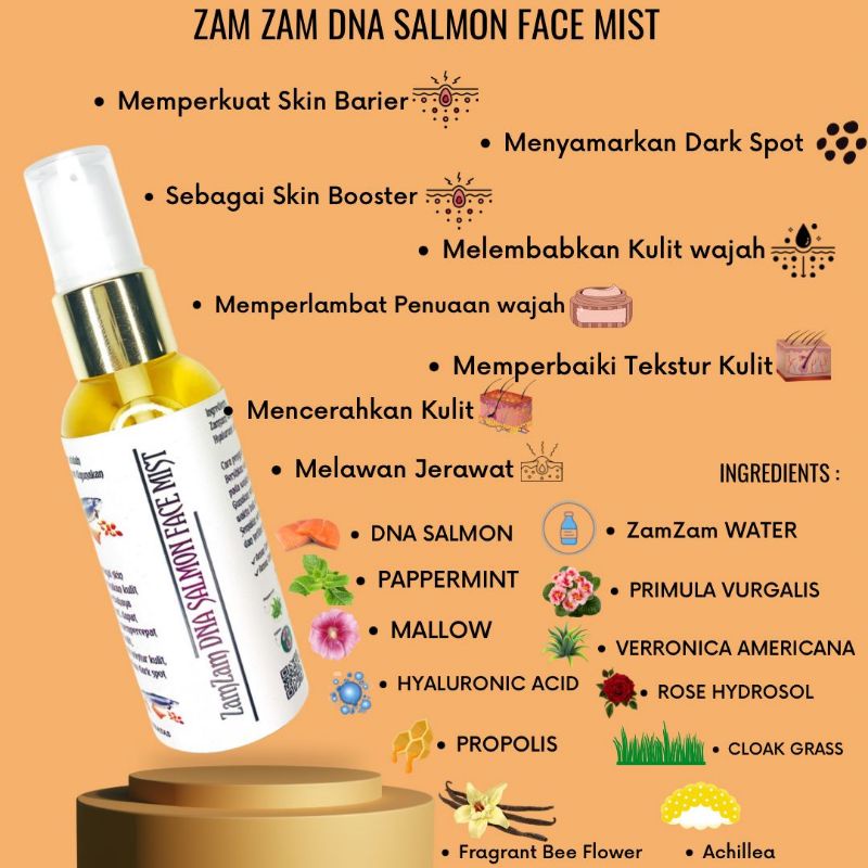 PREMIUM FACE MIST DNA SAFFRON ZAM-ZAM GLUTA FACE MIST || GLOWING SPRAY DENGAN SARANG BURUNG WALET & 