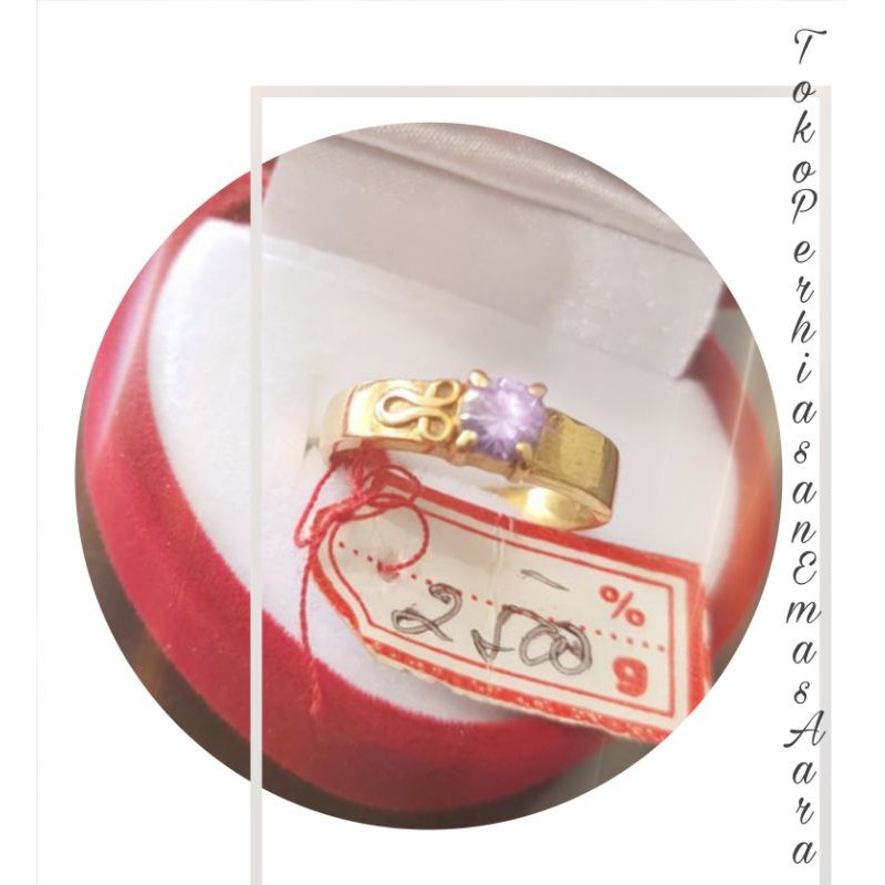 Cincin Emas 375 Cor Permata Ungu