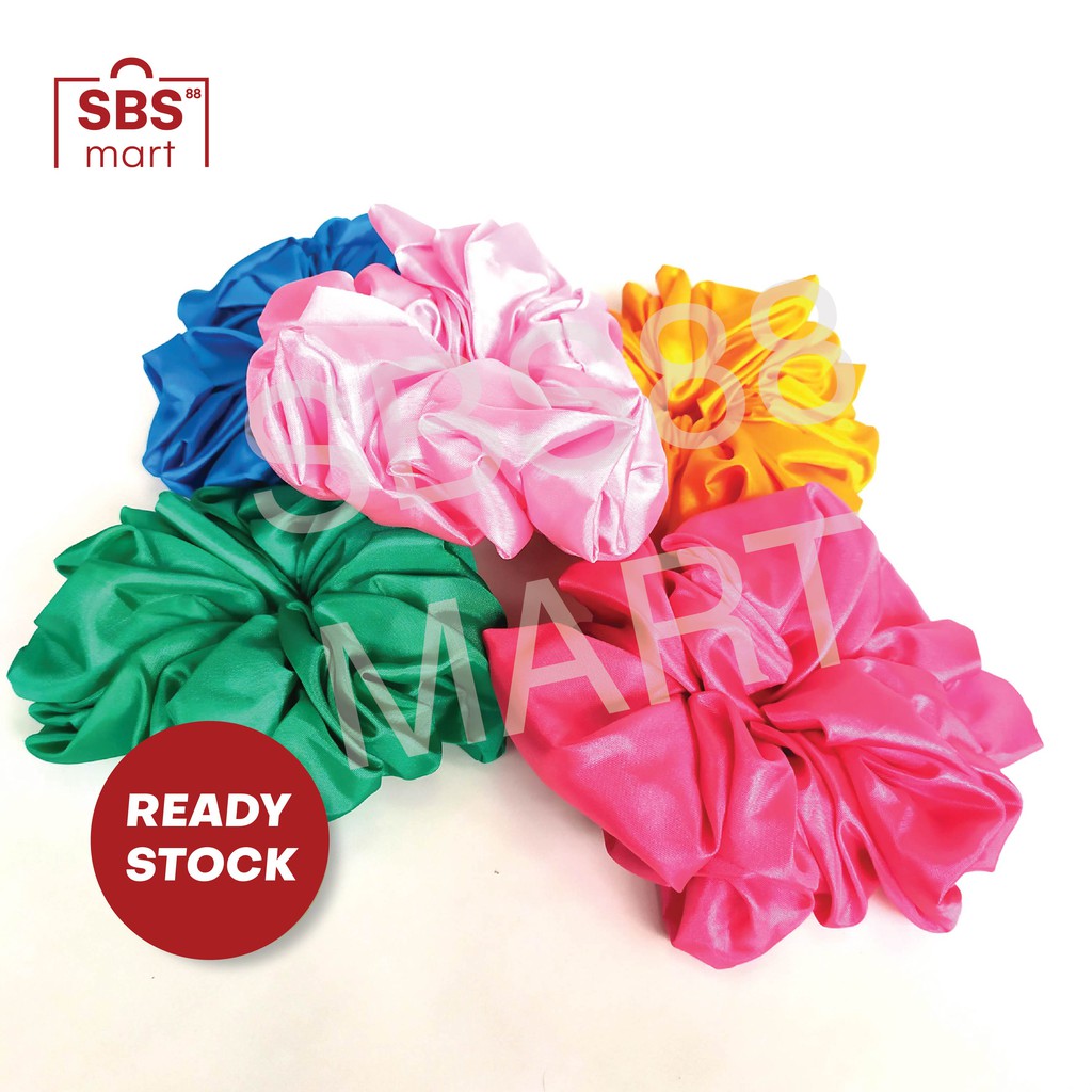 SCRUNCHIE JUMBO 15CM - Ikat Rambut Cepol Jumbo bahan SATIN dan SIFON PREMIUM - Warna Cantik