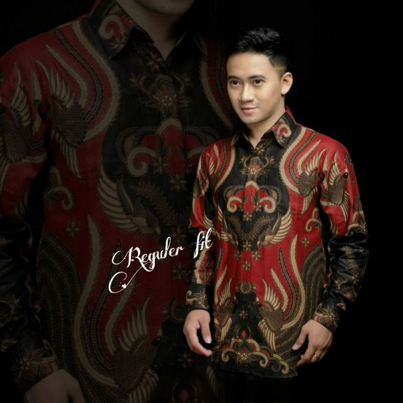 [BUTIK DIAN] Batik Pria Lengan Panjang BATIK AZMIL HRB026 motif KERATONAN Kode 002 size M L XL XXL Reguler