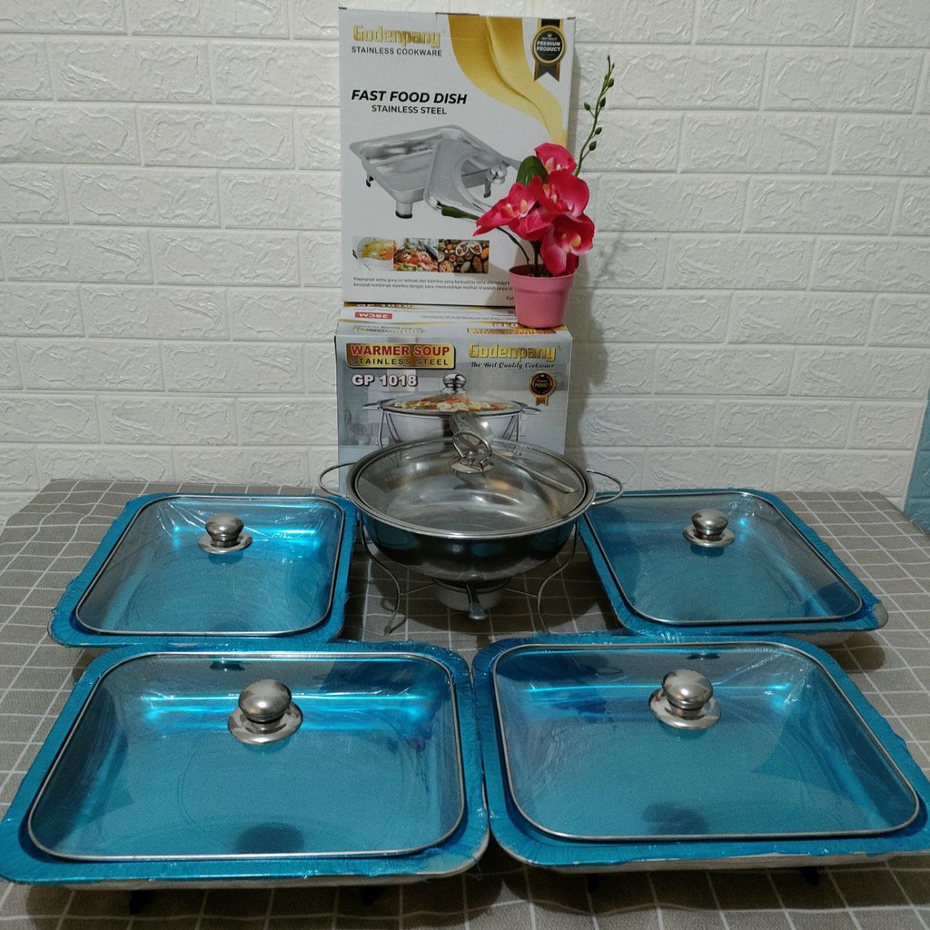 Fast food dish full kaca / prasmanan set 4 in 1