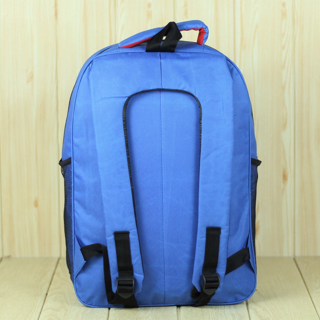 Ransel Sekolah Pria Tebal Polo Essential Biru Muat LKS Buku Paket SMA SMP Bahan Tebal Murah Bonus Raincover Backpack Polos Tas Kerja Bagus Grosir