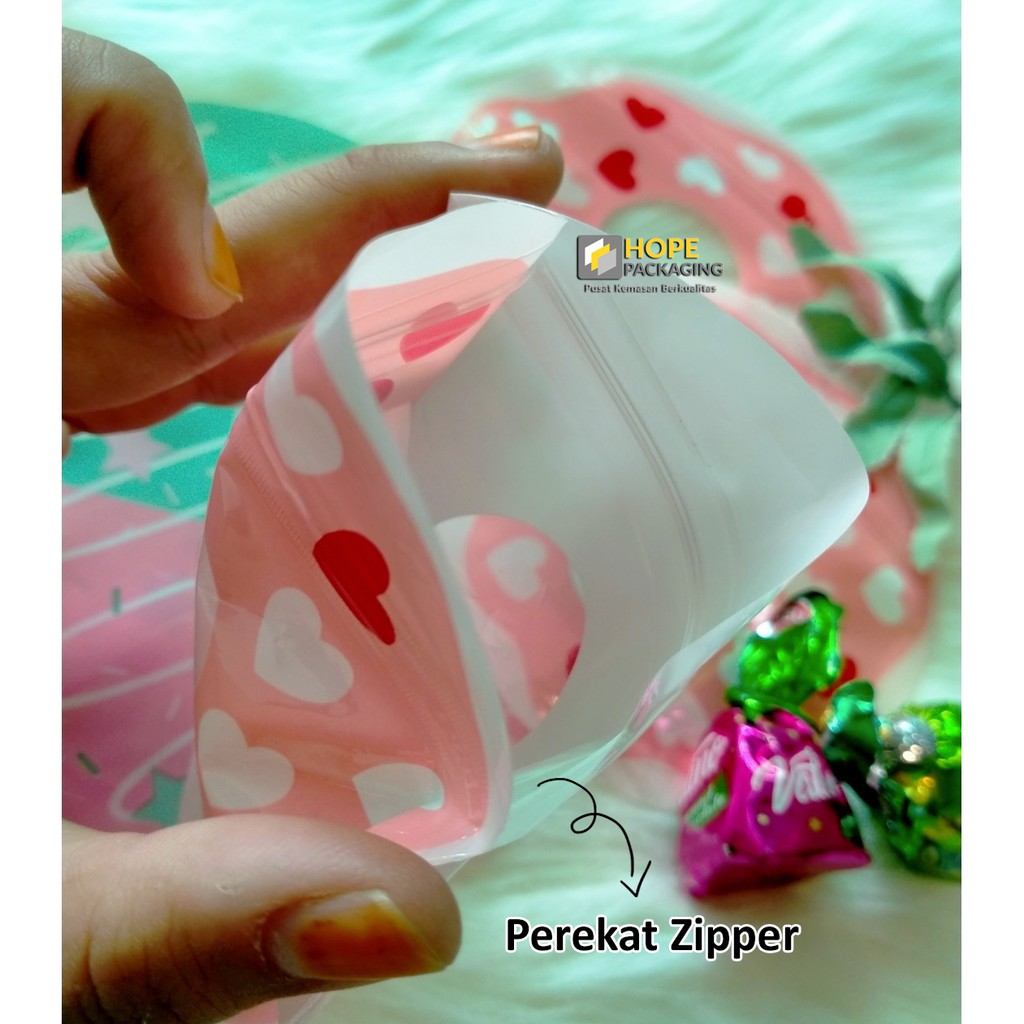 [ 5 pcs ] Packing Plastik Zipper / Clip Bentuk Donat Kue Nastar Snack Permen Diameter 9 cm