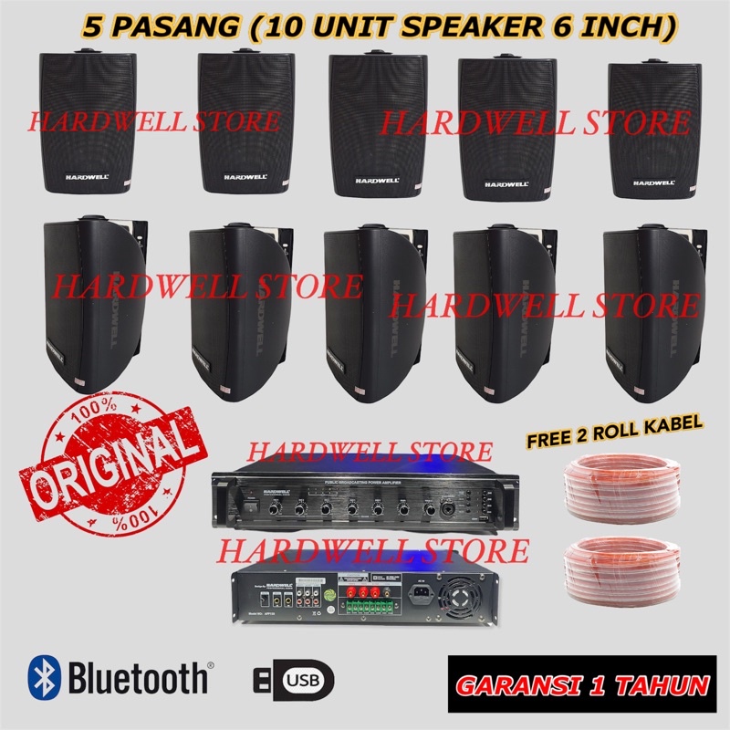 Paket Sound Sytem Indoor Hardwell Original 10 Speaker Untuk Masjid, Sekolahan, Cafe, DLL