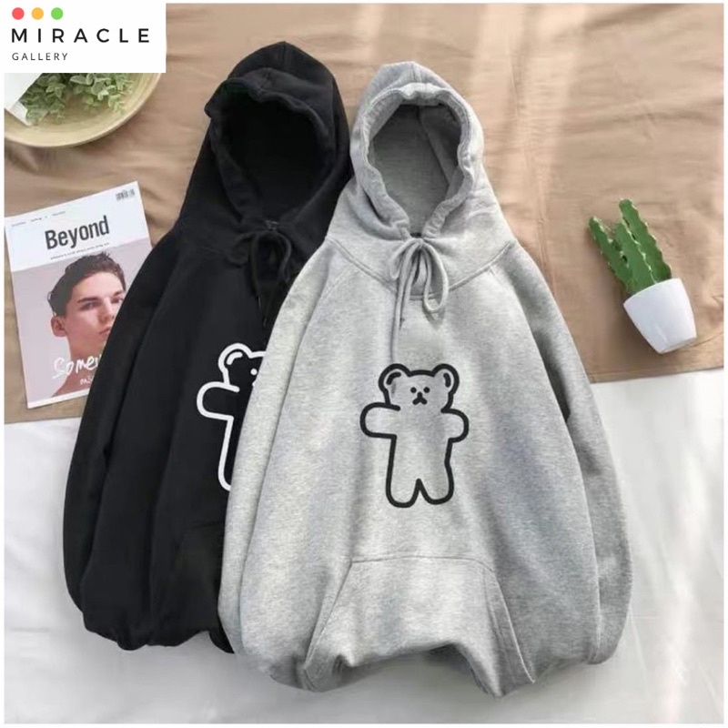 Sweater Hoodie Couple / Jaket pasangan CUTE BEAR Bahan Fleece Premium