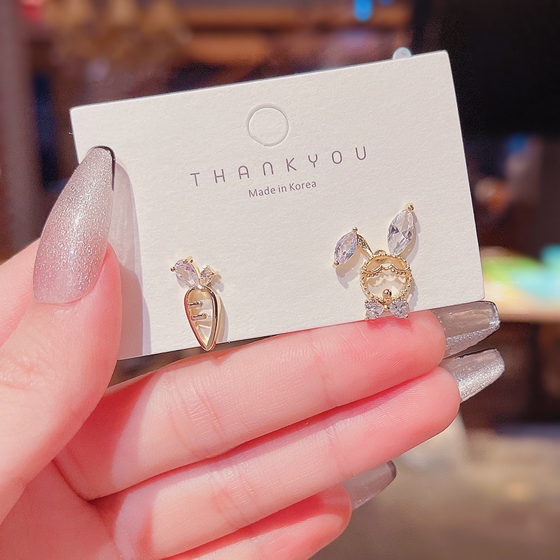 VINJOTAN - ANTING TUSUK KOREA BUNNY CARROT GOLD ANTI KARAT STERLING SILVER S925