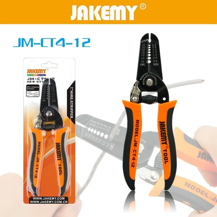 Tang Pengupas &amp; Pemotong Kabel Wire Stripper Pliers JAKEMY JM CT4 12