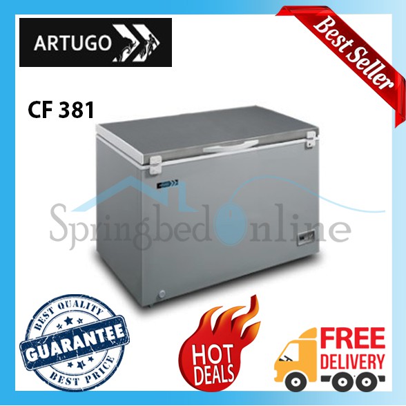 Chest Freezer Stainless Grey Artugo 330 Liter  - CF 381 - Garansi Resmi