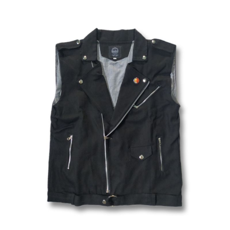 Arfacloth - Vest Black Collar Biker Jacket - Rompi Jeans Pria