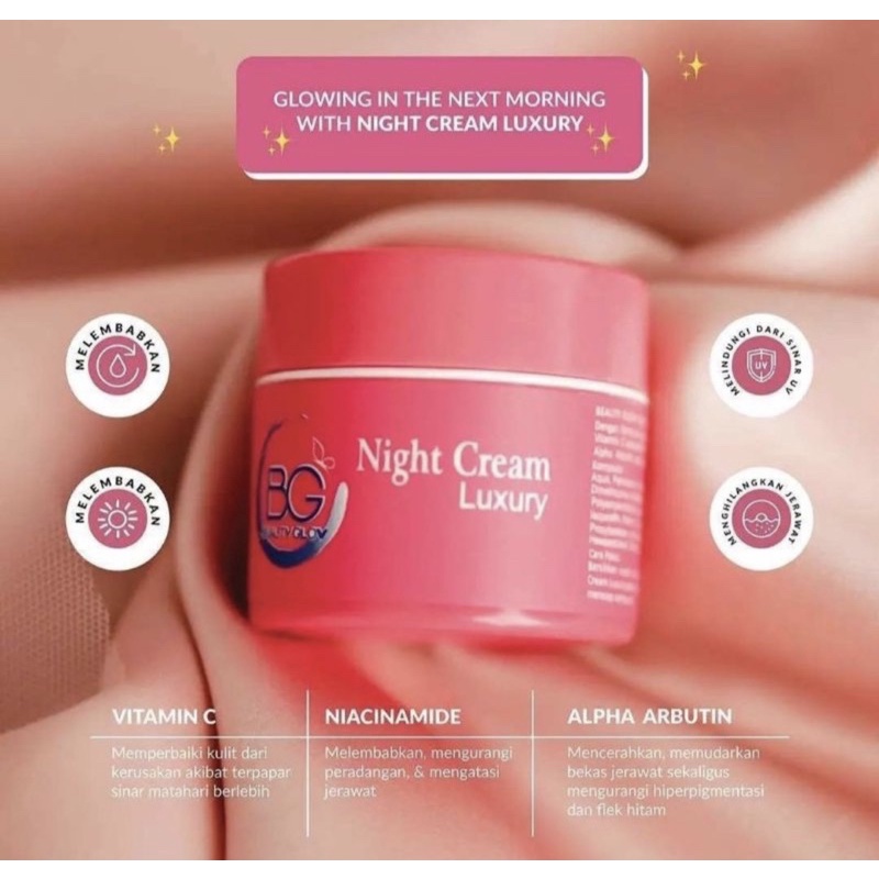 Jual (KEMASAN BARU) NIGHT CREAM LUXURY BG BEAUTY GLOW BG SKIN ORIGINAL ...