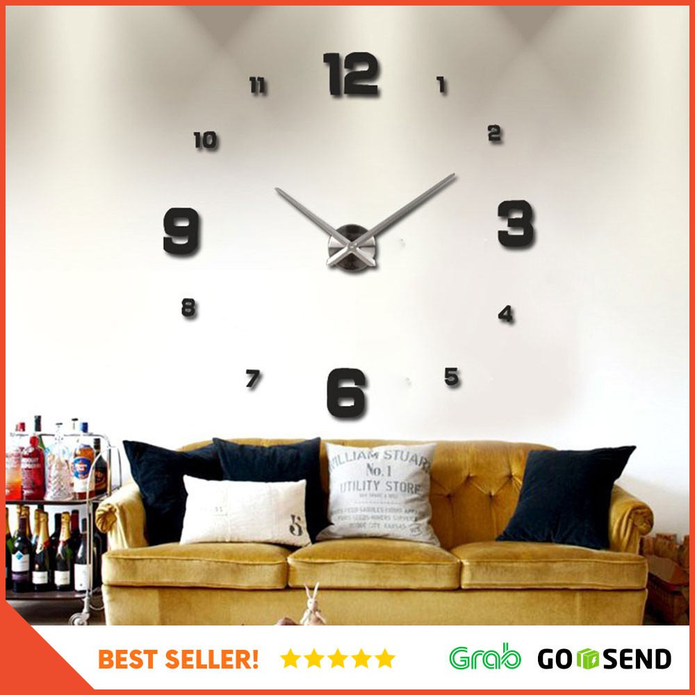 DIY Giant Wall Clock 80-130cm Diameter / Jam Dinding - ELET00660 - Black