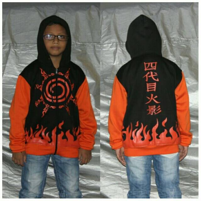 jaket anak hokage hitam oren