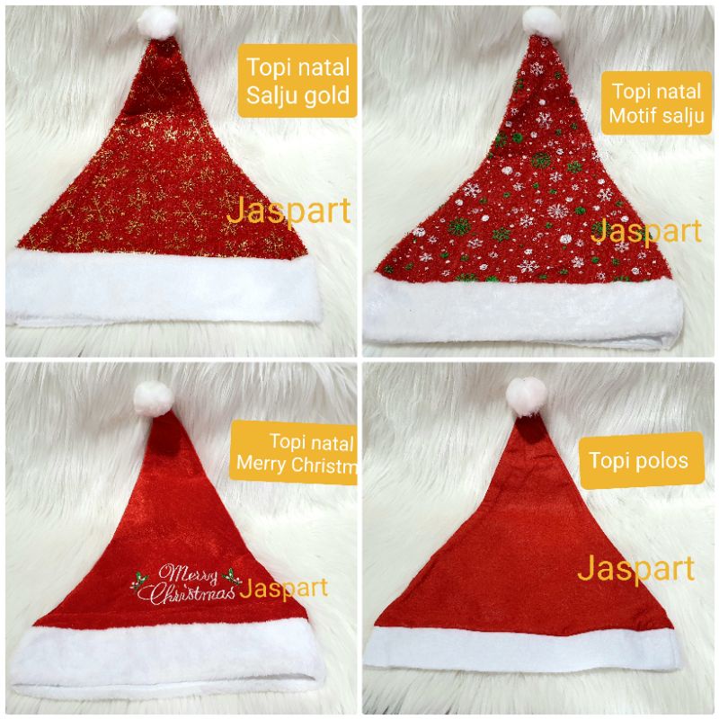 TOPI NATAL DEWASA DENGAN LED BINTANG TOPI NATAL MURAH POLOS MOTIF NATAL