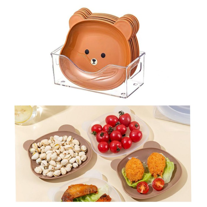 Piring Snack Bentuk Beruang Tempat Makan Anak Lucu Bear Plastik PRG09