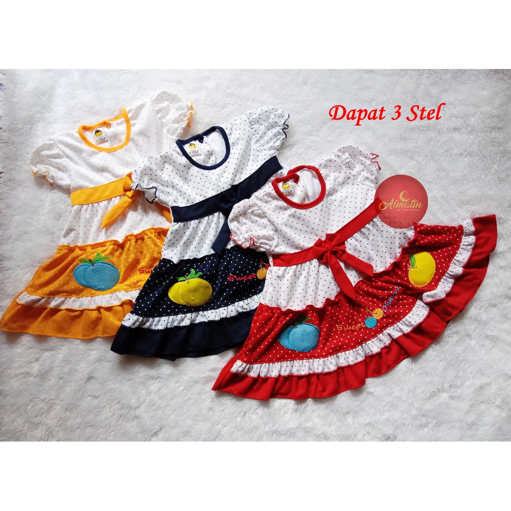  Baju  Bayi  Perempuan  Dapat 3  Stel Dress baby 3  18 bulan  