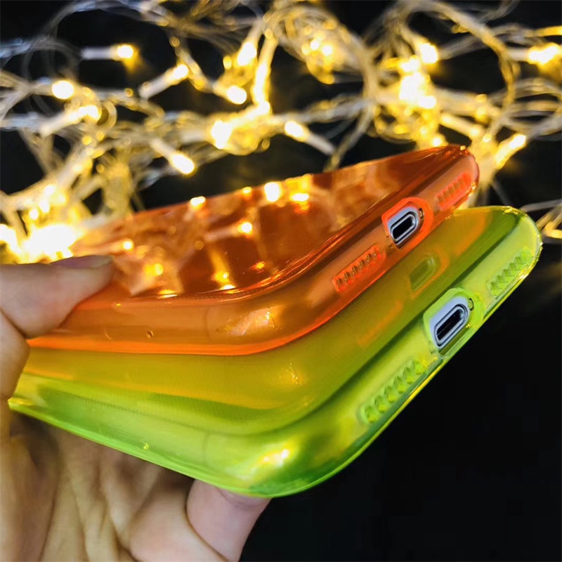 Soft Case Transparan Fluorescent Cover iPhone 13 12 11 Pro X XS Max XR