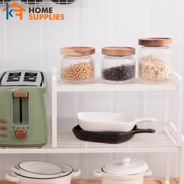 【KF】Rak Microwave / Rak Bumbu Dapur 1 Tingkat Rak Dapur Serbaguna Tempat Penyimpanan Bumbu Besi Rak Dapur Susun Tanpa Rakit