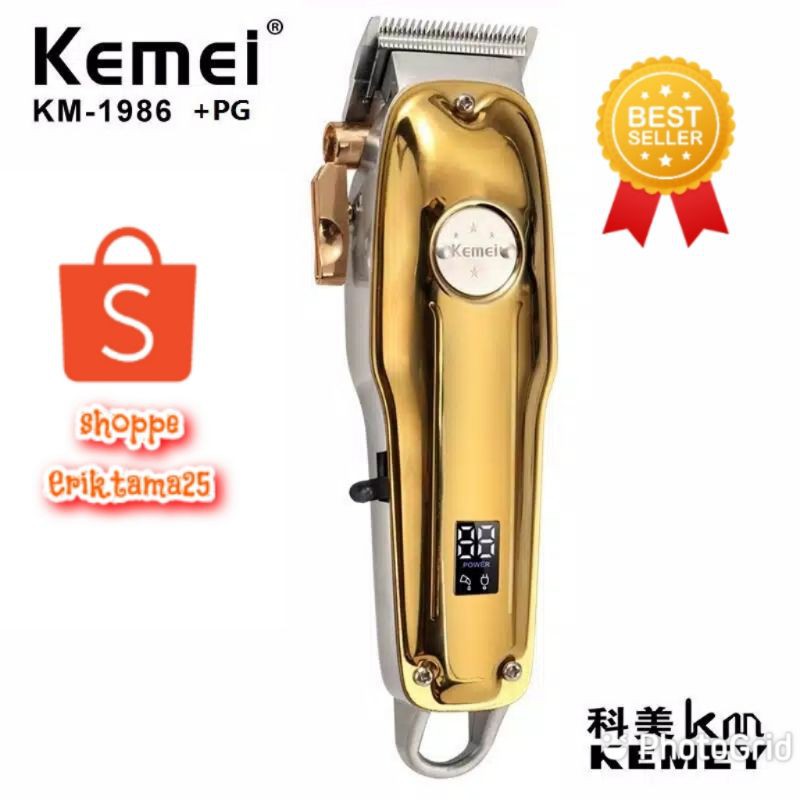 KEMEI KM 1986+PG Electric Cordless LCD Hair Trimmer Hair Cutting / MESIN CUKUR RAMBUT/CLIPER WHAL