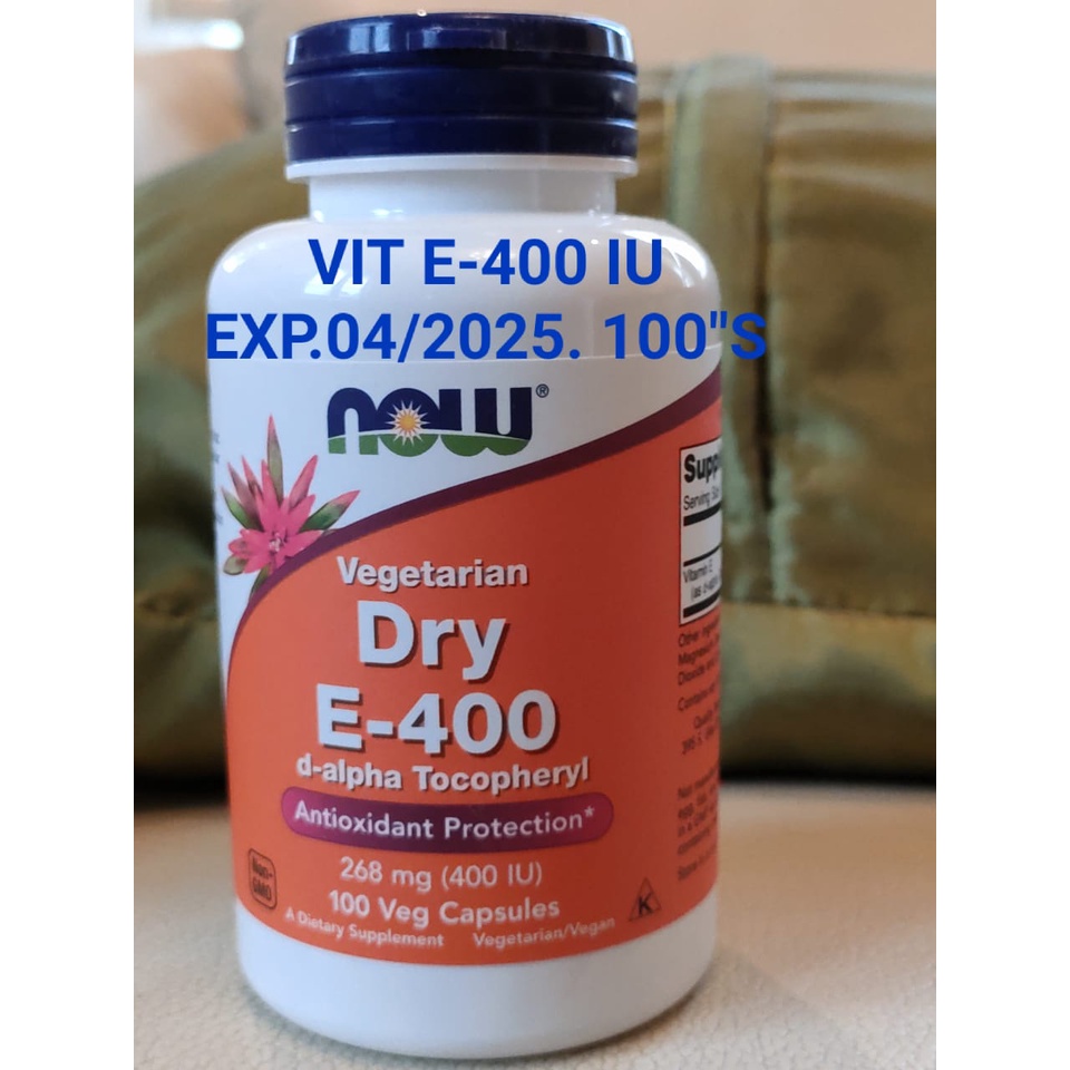 NOW Vitamin E 400 IU 100 Cap 400iu Antioksidan d alfa Tocopheryl Vit E